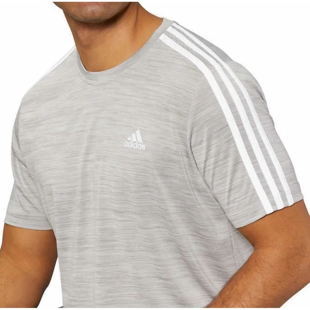 NEW Adidas Men's Aeroready S,M,XL Tech T-Shirt Crew Neck‎ Primegreen Grey White